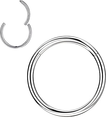 PunkTracker 1Pcs 20G 18G 16G 6/7/8/9/10mm Cartilage Tragus Helix Earring Hoop Stainless Steel Nose Rings Nose Piercings Helix Conch Septum Jewellery - Silver/Gold/Rose Gold