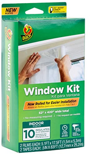 Duck Brand Kit de película retráctil enrollada para Ventanas, aísla hasta 10 Ventanas, 157 x 1066 cm, Transparente