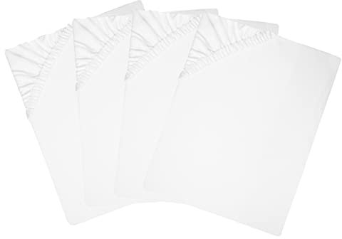 ZOLLNER 4er Set Spannbettlaken in 100x200 cm - mit eingearbeitetem Gummibund - Mischgewebe - waschbar bis 95°C - Hotelqualität - Oeko Tex® Zertifiziert
