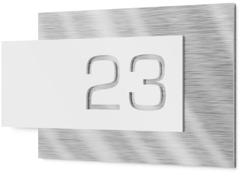 Graviers Design - Numero civico in acciaio inox V2A, 320 x 175 mm, colore bianco, resistente alle intemperie, antiruggine, prodotto in Germania, personalizzabile