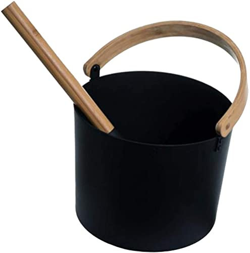 Aluminium-Saunaeimer mit Saunakellen-Set, Saunaeimer Saunaeimer Saunazubehör (schwarz)-Black