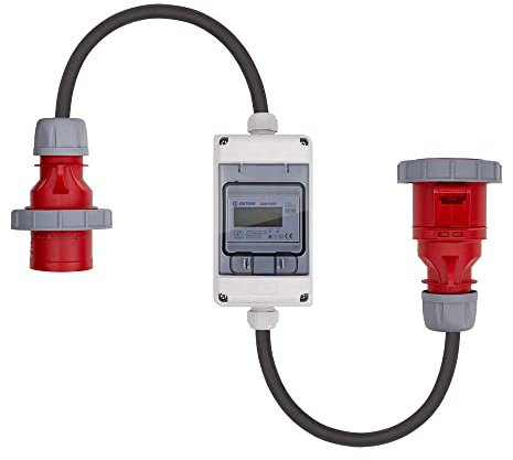 Swissnox 32A MID geeicht - Digital Stromzähler Zwischenstecker Box 400V / 32A CEE-Stecker Und Kupplung (PCE). Wattmeter Energiezähler Zwischenzähler Starkstromzähler. Assembled in Germany (IP65)