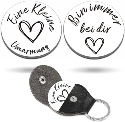 RISFIHEI Eine Kleine Umarmung,Gute Besserung Geschenke,Herz Glücksbringer-Bin Immer Bei Dir-Pärchen Geschenke,Beste Freundin Geschenke,Geschenk für Familie Freund Freundin Patient usw(A-Silver)