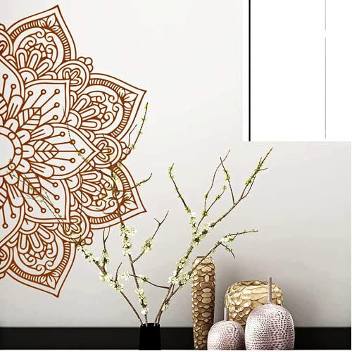 WandSticker4U®- [3er Set] Wandtattoo MANDALA GROß (45x80 cm) I Wandsticker Boho Blumen indisch Wohnzimmer braun I Wand Aufkleber Wohnzimmer Schlafzimmer Yoga Studio Küche Flur Deko