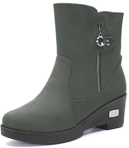 Gaatpot Stivaletti Invernali Donna Stivali da Neve con Caldo Foderati Stivaletto con Tacco Cerniera Comodi Pelliccia Scarpe Grigio EU35,5=CN36