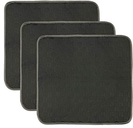 GRUENERDE Inkontinenz-Stuhlpolster, Ultra-saugfähig, wasserdicht, waschbar, Sitzschoner für Rollstuhl, Sofa, Sessel für Erwachsene, Senioren, 54 x 56cm, 3pcs Schwarz