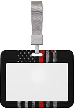 Feuerwehrmann Axt Red Line Flagge Muster Kartenhalter Unisex Lanyard Ausweishalter Ausweishalter Bankkartenhalter Büropersonal Pass Case