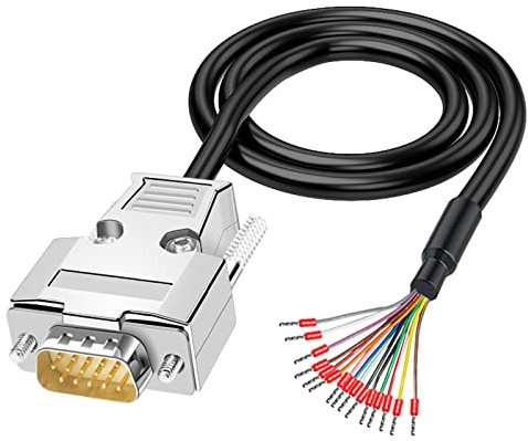 ANMBEST DB15 VGA Solderless Breakout Connector with 5Ft 24AWG Replacement Cable, Metal Shell 3+9 DB15 3Row Serial Plug to 15-Pin Port Terminal Male Adapter Connector Breakout Board