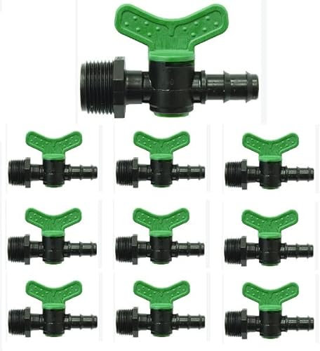 Magazzini GM VALVOLA FILETTATA, Raccordi per Sistema di irrigazione Tubo Ala gocciolante,Disponibili Anche Manicotto,Tee,Presa a Staffa,Tappo,Gomito,Gancio,per Tubi 16mm (10,Valvola Filettata 1/2)