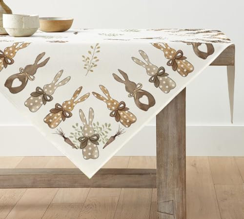 Artoid Mode Hasen Karotten Ostern Waschbare Tischwäsche, Saisonaler Frühling Küche Tisch Dekoration Drinnen Urlaub Party Dekor 85x85 cm