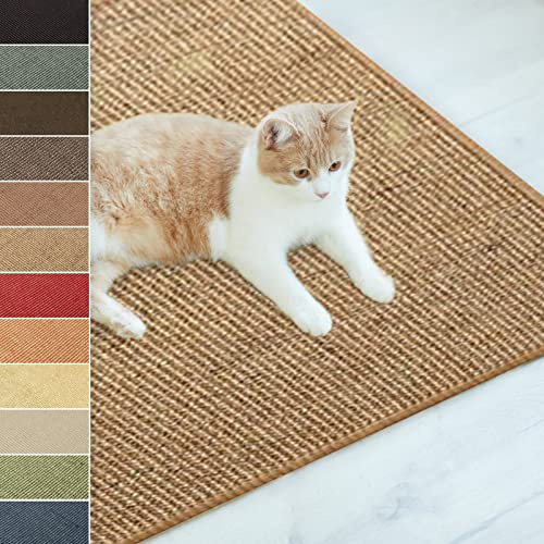 Floordirekt Sisal Fußmatte Teppich Vorleger Kratzteppich Katzenmöbel Kratzmatte Sisalmatte, widerstandsfähig & in vielen Farben und Größen erhältlich (140 x 200 cm, Kork)