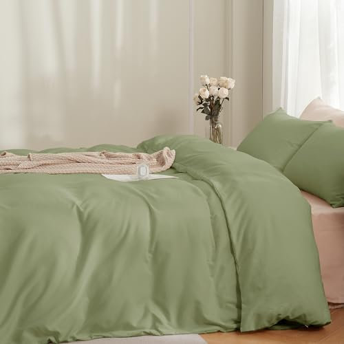 TOCOMOA Bettwäsche 135x200 2teilig Grün, Bettwäsche-Sets Weich und Bügelfrei Mikrofaser, Oeko-TEX Zertifiziert, 1 Bettbezug und 1 Kissenbezug 80x80 cm mit Reißverschluss