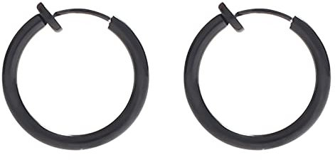 Ohrringe Chirurgenstahl, Männer/Frauen Edelstahl Ear Cuffs 1,6 X 14mm Kreis Feder-Ohrclips-(Schwarz)-1,6mm