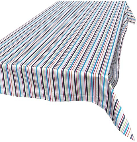 Outdoor Tischdecke Damast Baumwolle mit Acrylbeschichtung - Farben Streifen - 150 x 250 cm