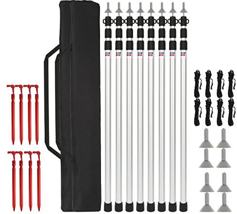 Izrielar Zeltstangen Tarpstangen, Aluminium Aufstellstange, Leichte Teleskopstangen für Zeltfliegen Tarps, Ersatz-Zeltstangen Outdoor-Sport-Camping Verstellbares Teleskop 87.5cm bis 234.5cm, 2er