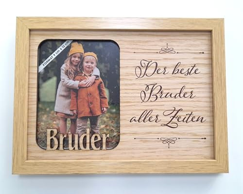 DER Beste Bruder Aller Zeiten - Bilderrahmen für jeden Anlass. Fotorahmen zum Aufstellen oder Aufhängen. Geschenk für Aller besten Bruder.