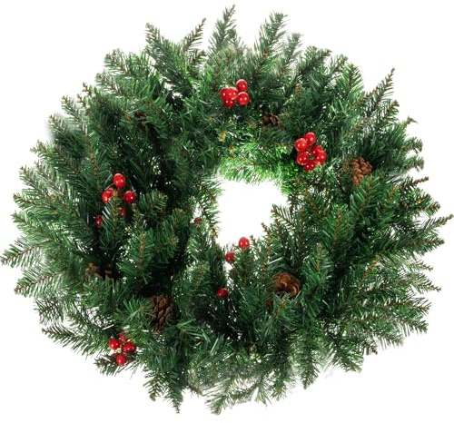 Weihnachtskranz Weihnachtlicher Türkranz mit Beeren Dekorativer Schmuck Ø 60 cm 22298