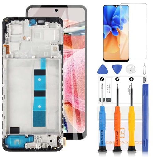 LADYSON Pantalla LCD TFT para Xiaomi Redmi Note 12 4G 23021RAAEG 23021RAA2Y 23028RA60L LCD Pantalla Táctil Digitalizador Asamblea Reemplazo Reparación Piezas con Herramientas (Negro con Marco)