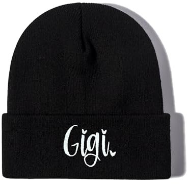 Shenbors Bestickte Beanie Mütze für Damen Herren, Gigi (Schwarz), Einheitsgr��e