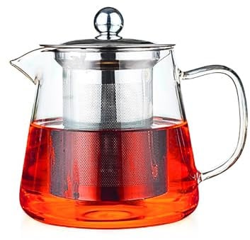 Glass Teapot 350 ml for One with Heat Resistant Stainless Steel Infuser Perfect for Tea and Coffee