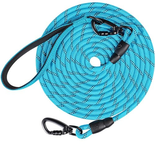 Joytale Correa Larga Perro, Correa Adiestramiento Perro 5/10 / 15/20 Metros, Cuerda para Perros, Correa Resistente para Camping Paseo (Azul 10 Metros)