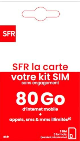 Nouveau SFR la Carte 80GO d’Internet + Appels, SMS et MMS illimités, sans Abonnement.