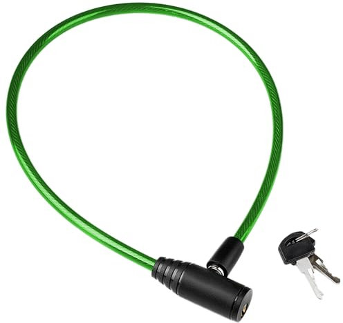 Lucchetto bici con cavo acciaio rinforzato 60 cm blocco tasti per protezione avanzata durevole facile da usare e altamente efficace contro i furti (Verde)