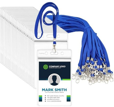 Ausweishülle Mit Band,Fushing 50 Stück Lanyards Schlüsselb?nder Ausweishülle Namensschilder Mit Schlüsselband Badge Hülle Kartenhülle Mit Band Namensschilder Hüllen Namensschild Mit Band (M)