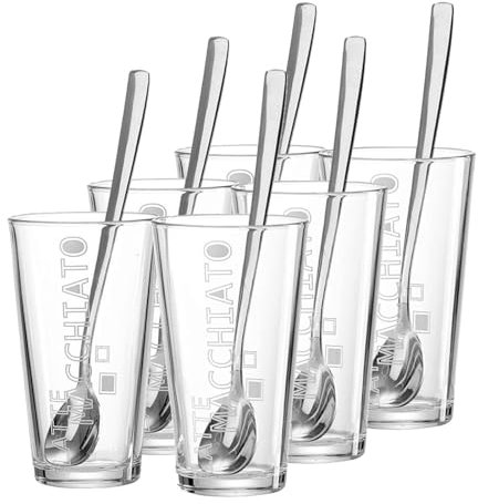 Ritzenhoff & Breker Latte Macchiato Gläser Lena mit Löffel, 12-teilig, 350 ml, Kaffeegläser für 6 Personen