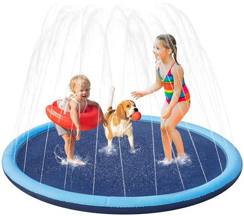 Yaheetech Piscina de Chorros para Perros Bañera para Perros Portátil Azul (XL-170CM)