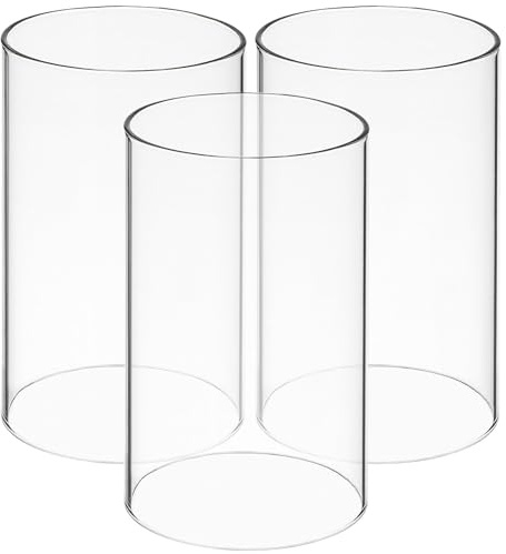 Hemobllo Clear Candle Cover Set of 3 Open Ended Candle Tube Shades for Windproof Flame Protection Transparent Cylinder Candleholders for Indoor Outdoor Decor 3.94In Glass Covers