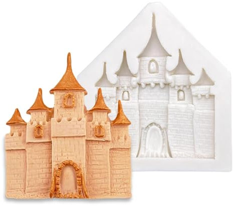 JIAPAILAIYUN Silikonformen, Backformen, 7,2 x 6 cm, Schloss-Silikon-Kuchen-Backform, Fondant, Dekorationswerkzeug, Schokolade, Blütenpaste, Cupcake-Form, Rosa