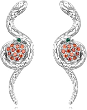 YFN Schlangen Ohrringe Zirkonia Sterling Silber Ohrstecker Achat Apfel Schmuck Geschenke für Frauen Mädchen