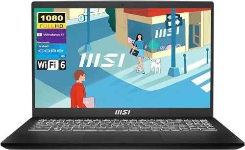 MSI Modern 15 Laptop, 15.6 FHD Display, Intel Core i5-1235U Processor, 16GB RAM 1TB PCIe SSD, Wi-Fi 6, Bluetooth, Webcam, Backlit Keyboard, SD Card Reader, Windows 11 Home, Black