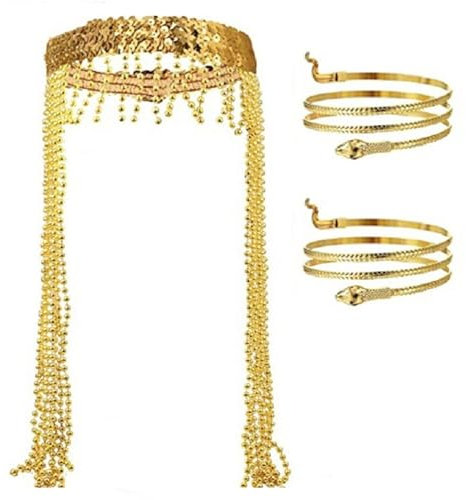 Montesy Ägyptischer Haarreif für Erwachsene, Teenager, Cosplay, goldene Farbe, Schlangen-Armreif, Live-Übertragung, Halloween, Party, Kopfschmuck, Cosplay, Stirnbänder für Damen, Cosplay, Schlange,