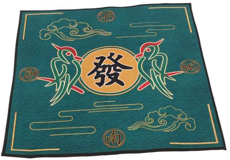 Ciieeo Bedruckte Mahjong Spielmatte Grün aus Stoff für Tischabdeckung