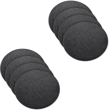 MorNon 8er Set Stuhlkissen, Rund Filz Sitzkissen, ø 35 cm Sitzauflagen für Bank, Sitzkissen mit rutschfesten Einlagen für alle Arten von Stühlen, für drinnen und draußen (Schwarz)