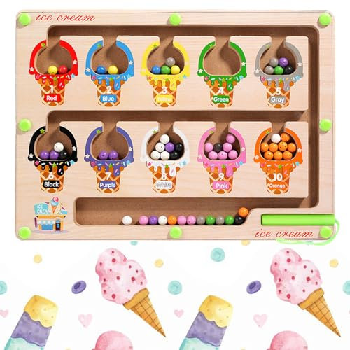 Montessori Spielzeug Magnetspiel Labyrinth ab 3 4 5 Jahre, Holzspielzeug Zahlen und Farben Lernspiele, Magnetspiel Labyrinth Kinder Motorikspielzeug Geschenk für Mädchen Jungen Kind 3 Jahre