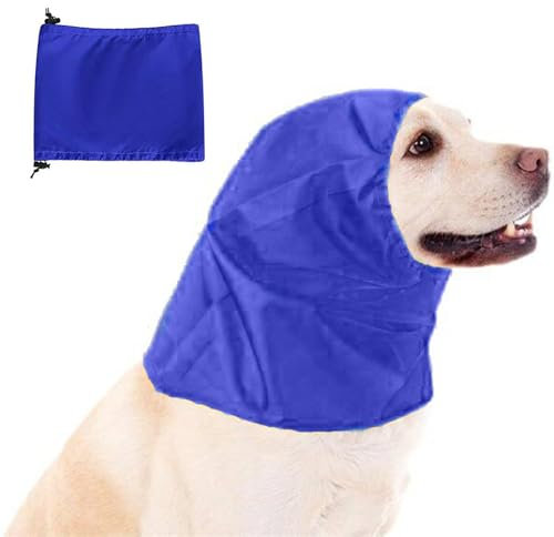 Blue Dream Island Adjustable Large Dog Shower Cap,Dog Ear Cover Waterproof Hat,Pet Ear Protection Bathing Cap for Grooming Bathing Swimming_Blue
