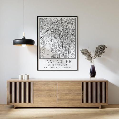 Lancaster England City Street Map Print Lancaster Wall Art Home decor Poster Poster A5 - Ispiratrice Motivazionale Arte da parete Vita quotidiana Citazione incoraggiante Frasi brevi famose Parole isp