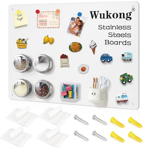 Wukong Magnettafel 42 X 30cm A3 Magnetwand Magnet Magnetisches Whiteboard kratzfest Edelstahl Selbstklebend für Tafel Büro Küche Kühlschrank (Weiß)