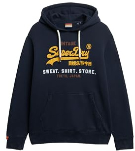 Superdry Mens 'Vintage' Relaxed Hooded Sweater Jumper, (Cali - Eclipse Navy M2014034A), XXL