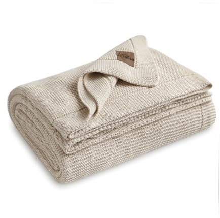 Dalisa Kuscheldecke aus 100% Bio-Türkischer Baumwolle - GOTS-zertifizierte gestrickte Wohndecke im Boho-Vintage-Design Alina, für Sofa & Bett, 203 × 229 cm - Earth Ivory - eine schöne Geschenkidee