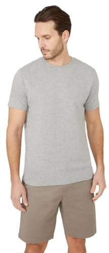 Maine Cotton Crew Neck T-Shirt, M, Grey Marl