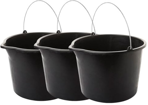 3er Set Baueimer 20L mit Metallbügel, Eimer mit Ausguss, Putzeimer 40 cm Durchmesser, Robust & Vielseitig Made in EU
