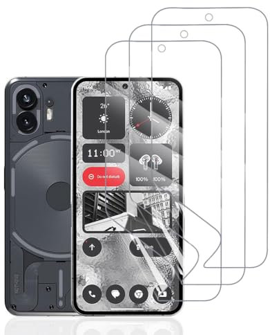 Hhfcryst Protector de Hidrogel Protector para Nothing Phone (2), 3 Piezas TPU Protectores de Pantalla HD Transparente Suave (Vidrio no templado)