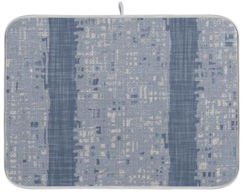 Escurridor de platos con rayas azules fácil de limpiar, tapete de drenaje absorbente de cocina, tapetes de secado de platos, accesorios para encimera