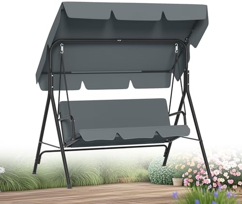 XMTECH Hollywoodschaukel 3-Sitzer Gartenschaukel Sonnendach 193cm Anthrazit