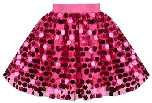 Sunny Fashion Filles Jupe Rose Vif Sequin Mini Brillant Partie Danse Remonter Le Moral Tulle 7-8 Ans