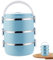 Caja de lonchera de acero inoxidable apilable 3 niveles lonchera de metal aislada con manijas de 2100 ml de bento sin fugas sin fugas para el trabajo de BPA para adultos, azul picnic azul